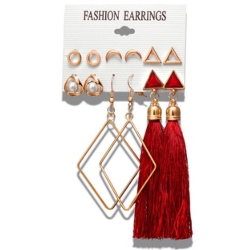 🆕AUCTION PRICE👩🏻‍⚖️ Tassel Earrings Set 6 Pairs of Jewelry